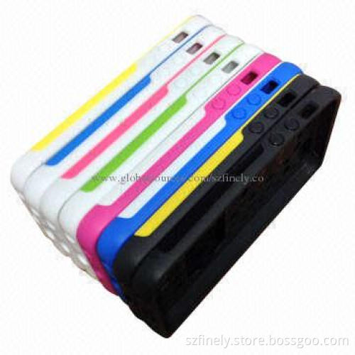 Stand case for iPhone 5/5S, PC + TPU material, double injection with camera hole ring